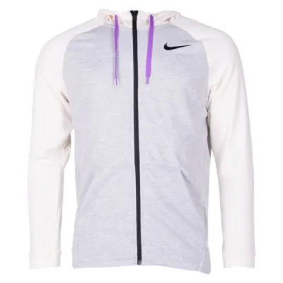 Men's Nike Dry Training Hoodie, Grey Heather/Pale Ivory/Black, Xl,  Nike