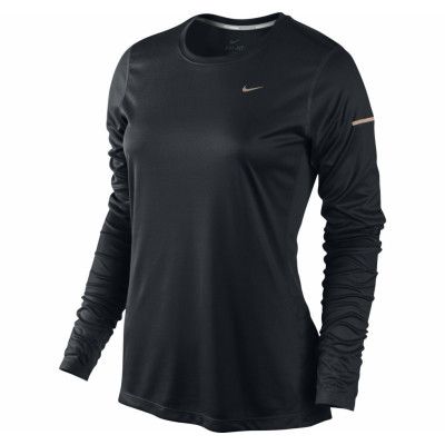 Miler Ls Top, Black/Reflective Silv, M,  Nike