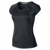 Miler Ss V-Neck Top, Black/Black/Reflective Silv, L,  Nike