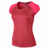 Miler Ss V-Neck Top, Geranium/Legion Red/Reflective, M,  Nike