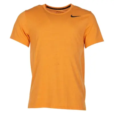 Nike Breathe Men's Short-Sleev, Orange Peel/Htr/Black, L,  Nike
