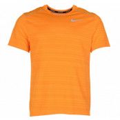 Nike Dri-Fit Miler Men's Short, Orange Peel/Htr/Reflective Sil, L,  T-Shirts