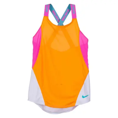 Nike Dry Girls' Training Tank, Orange Peel/Laser Fuchsia/Caba, S,  Linnen