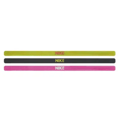 Nike Elastic Headbands 3 Pk, Volt/Black/Hyper Pink, Onesize,  Pannband