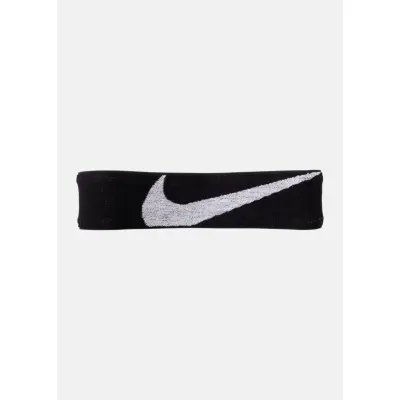 Nike Logo Knit Elastic Headban, Black/White, Onesize,  Pannband