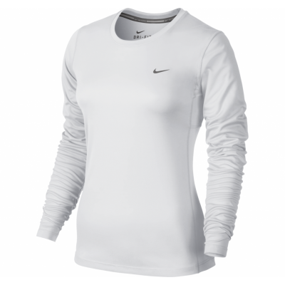 Nike Miler Long Sleeve, White/Reflective Silv, S,  Nike