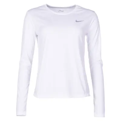 Nike Miler Women's Running Top, White/Reflective Silv, M,  Nike