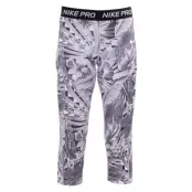 Nike Pro Girls' Printed Capri, Atmosphere Grey/Black/White, Xs,  Nike