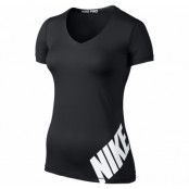 Nike Pro Logo Ss Top, Black/White, L, Nike
