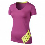 Nike Pro Logo Ss Top, Hot Pink/Volt, S, Nike