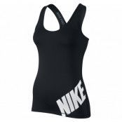 Nike Pro Logo Tank, Black/Black/White, L, Linnen