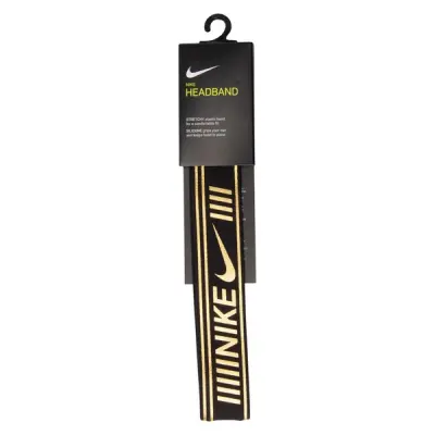 Nike Pro Metallic Headband, Black/Metallic Gold, Onesize,  Pannband