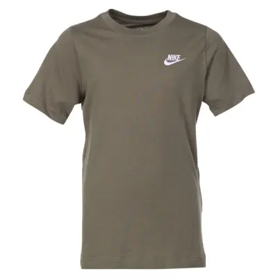Nike Sportswear Big Kids' T-Sh, Medium Olive/White, S,  T-Shirts