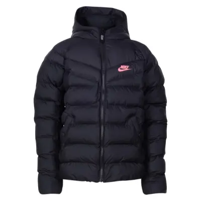 Nike Sportswear Kids Hooded Jacket, Black/Black/Black/Pink Gaze, S,  Vinterjackor
