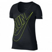 Run P Swoosh Vneck Tee, Black/Volt, Xs,  Nike