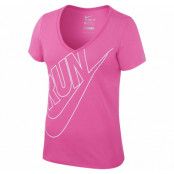 Run P Swoosh Vneck Tee, Pink Pow/White, M, Nike