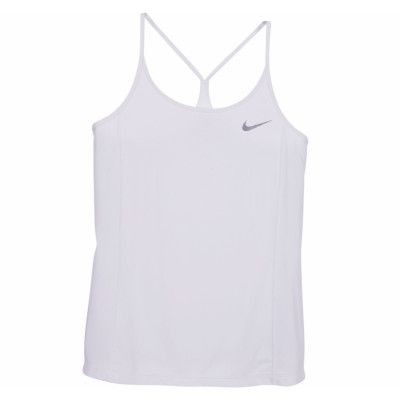 W Nk Dry Miler Tank, White/White, S,  Nike
