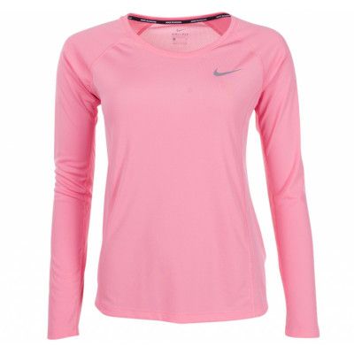 W Nk Dry Miler Top Ls, Bright Melon/Bright Melon, M,  Nike