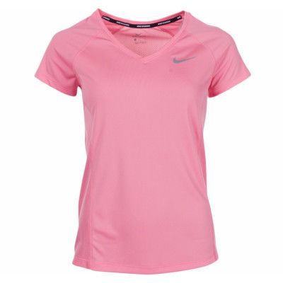 W Nk Dry Miler Top V-Neck, Bright Melon/Bright Melon, M,  T-Shirts