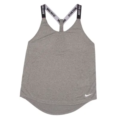 W Nk Dry Tank Elastika, Carbon Heather/Black/White, Xl,  Nike