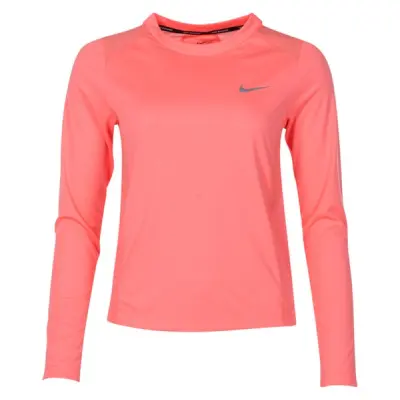W Nk Miler Top Ls, Crimson Pulse, L,  Nike