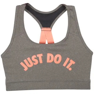 W Nk Vctry Cmprssn Grx Su Bra, Carbon Heather/Crimson Bliss, Xs,  Nike