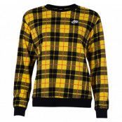 W Nsw Crew Flc Aop Plaid, Chrome Yellow/Black/White, S,  Nike