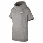 W Nsw Hoodie Ss Flc, Dk Grey Heather/Dk Grey Heathe, S,  Nike