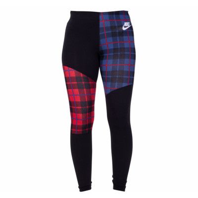 W Nsw Lggng Plaid, Black/White, M,  Nike