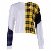 W Nsw Top Ls Plaid, White/Black/White, L,  Tröjor