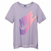 W Nsw Top Ss Logo Futura, Atmosphere Grey/Purple Slate, S,  Nike