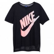 W Nsw Top Ss Logo Futura, Black/Crimson Pulse/Barely Gre, Xl, Nike