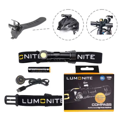 Cykelhjälmslampa LUMONITE Compass - 1250 lm / Laddbar