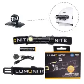 Pannlampa LUMONITE Compass - 1250 lm / Laddbar, Grundpaket + Hjälmfäste (klister)