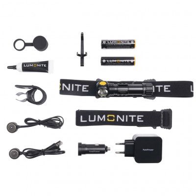 Pannlampa LUMONITE Compass - 1250 lm / Laddbar, PREMIUM-paket (Utrustningspaket)
