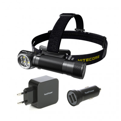 Pannlampa Nitecore HC35, 2700 lm, Pannlampa + Nät och Cigg-adapter