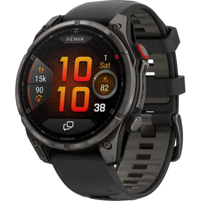 Garmin Fenix 8 Pro Amoled 47 mm   Carbon Gray DLC Titanium with Black/Pebble Gray Silicone Band
