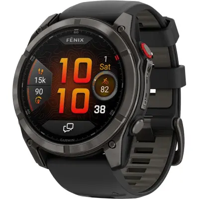 Garmin Fenix 8 Pro Amoled 51 mm   Carbon Gray DLC Titanium with Black/Pebble Gray Silicone Band