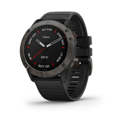 Garmin Fenix 6X Sapphire Carbon Gray Dlc W/Black Band