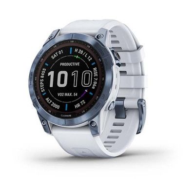 Garmin Fenix 7 Sapphire Solar, Mineral Blue TiW/Whitestone Band