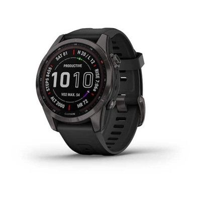 Garmin Fenix 7S Sapphire Solar, Carbon Gray Dlc W/ Black Band