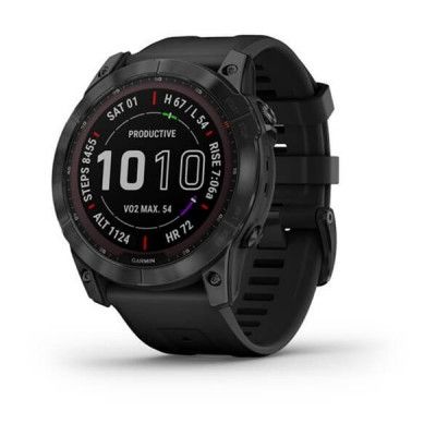 Garmin Fenix 7X Sapphire Solar, Black Ti W/Black Silicone Band