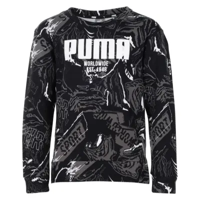 Alpha Aop Crew Fl B, Puma Black, 110,  Sweatshirts