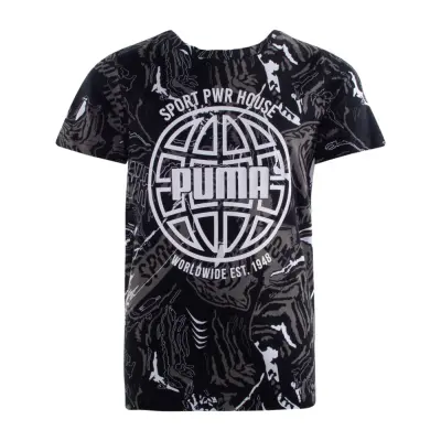 Alpha Aop Tee B, Puma Black, 104,  T-Shirts