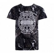 Alpha Aop Tee B, Puma Black, 128,  T-Shirts