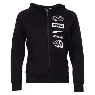 Alpha Hooded Jacket B, Cotton Black, 128,  Puma