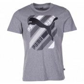 Cat Brand Graphic Tee, Medium Gray Heather, S,  Puma