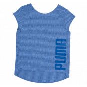 dancer drapey tee, true blue heather-stripe, l,  puma