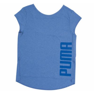dancer drapey tee, true blue heather-stripe, l,  puma
