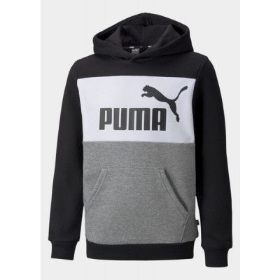 Ess+ Colorblock Hoodie Fl B, Puma Black, 128,  Hoodies